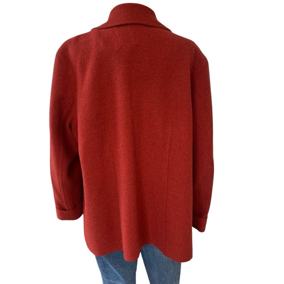 Vintage handmade rust wool felt coat button down M zip pockets - Picture 4 of 12